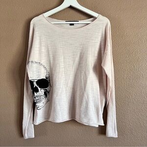 Skull Cashmere Sunglasses Skull on the Side Light Pink Long Sleeve Top Size XS